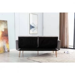 Black Velvet loveseat sofa Bed with rose gold metal feet by Aoibox 15 Black Velvet loveseat sofa Bed with rose gold metal feet by Aoibox -Homepop Sales black aoibox sofa beds snmx298 66 1000