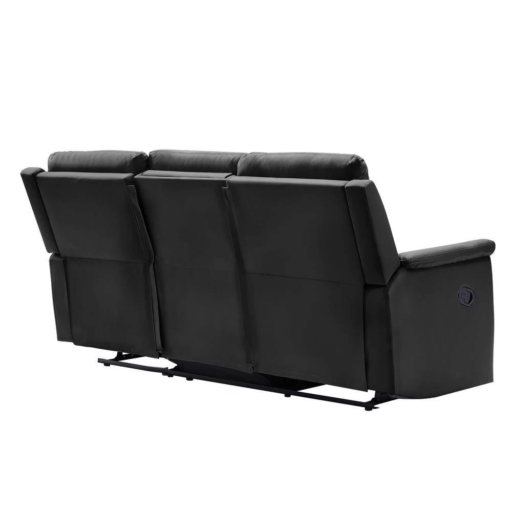 77.5 in. W Round Arm Faux Leather 3-Seater Straight Motion Sofa in Black by Aoibox 6 77.5 in. W Round Arm Faux Leather 3-Seater Straight Motion Sofa in Black by Aoibox - Image 6