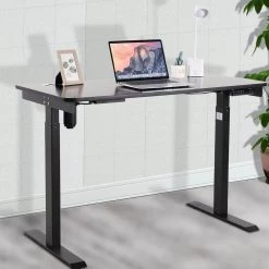 47 in. Single Motor Electric Height Adjustable Desk, Home Office Computer Desk in Black by Aoibox