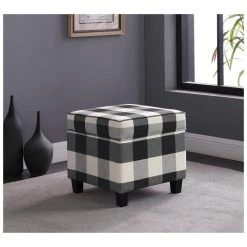 Square Black Plaid Ottoman with Lift-Off by Homepop 15 Square Black Plaid Ottoman with Lift-Off by Homepop -Homepop Sales black buffalo plaid homepop ottomans k7342 f2262 44 1000
