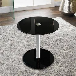 16 in. Black Round Modern Glass Side Table with 19-1/4 in. H by Fab Glass and Mirror 11 16 in. Black Round Modern Glass Side Table with 19-1/4 in. H by Fab Glass and Mirror -Homepop Sales black fab glass and mirror end side tables fabedtble1010 31 1000