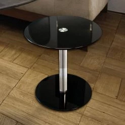 16 in. Black Round Modern Glass Side Table with 19-1/4 in. H by Fab Glass and Mirror 10 16 in. Black Round Modern Glass Side Table with 19-1/4 in. H by Fab Glass and Mirror -Homepop Sales black fab glass and mirror end side tables fabedtble1010 4f 1000