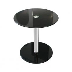 16 in. Black Round Modern Glass Side Table with 19-1/4 in. H by Fab Glass and Mirror