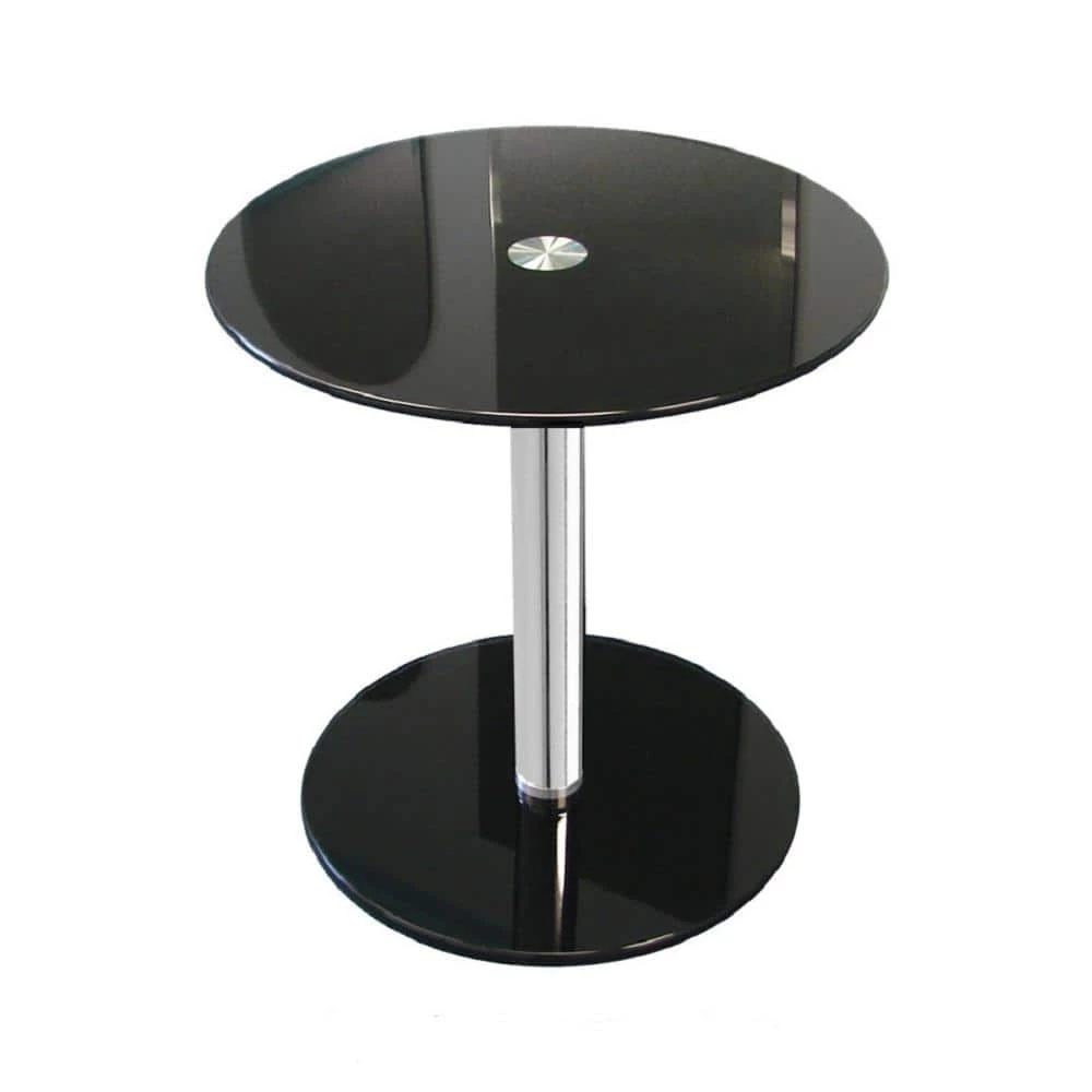 16 in. Black Round Modern Glass Side Table with 19-1/4 in. H by Fab Glass and Mirror 1 16 in. Black Round Modern Glass Side Table with 19-1/4 in. H by Fab Glass and Mirror