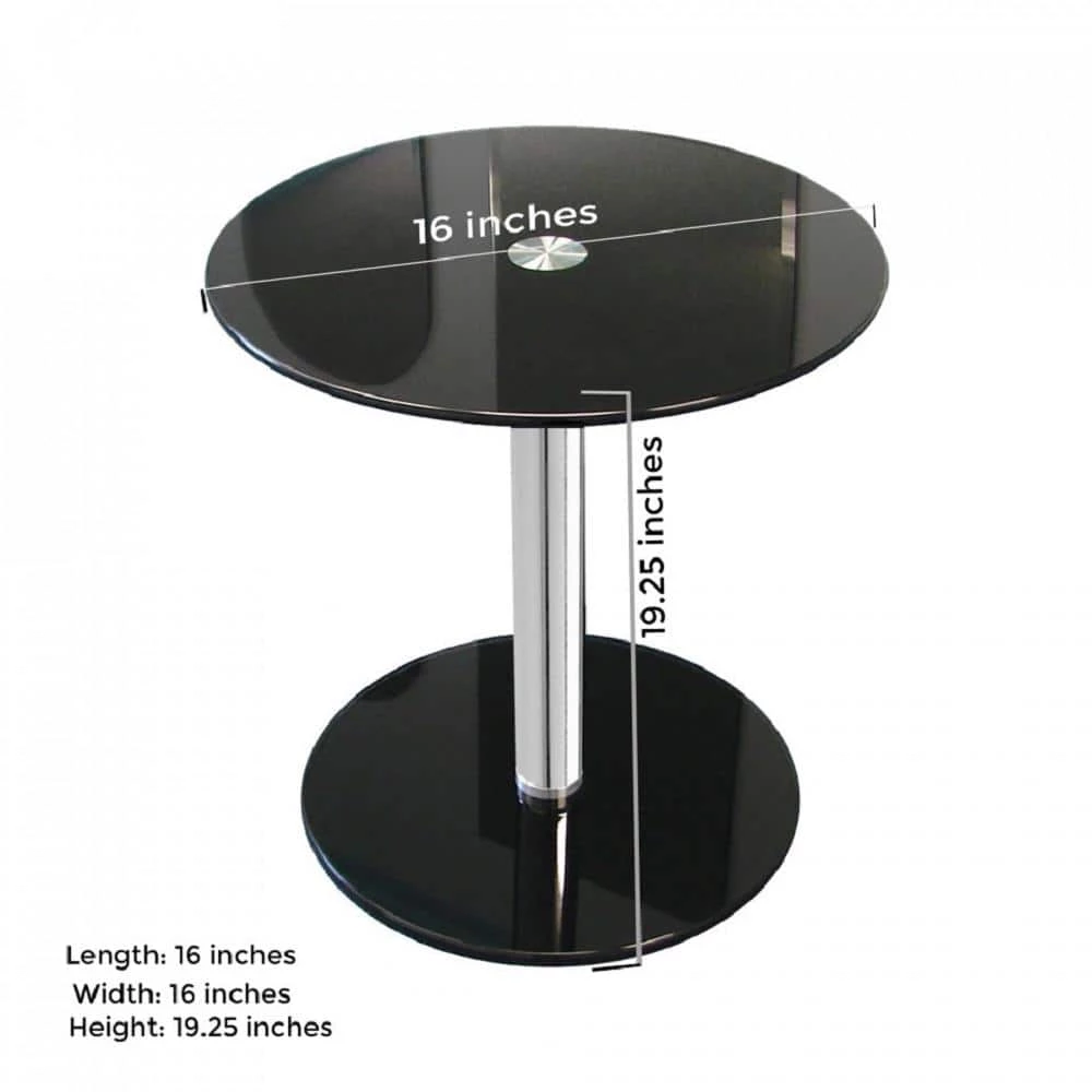 16 in. Black Round Modern Glass Side Table with 19-1/4 in. H by Fab Glass and Mirror 4 16 in. Black Round Modern Glass Side Table with 19-1/4 in. H by Fab Glass and Mirror - Image 4