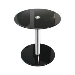 17-1/2 in. Black Round Modern Glass Side Table with 17-3/4 in. H by Fab Glass and Mirror