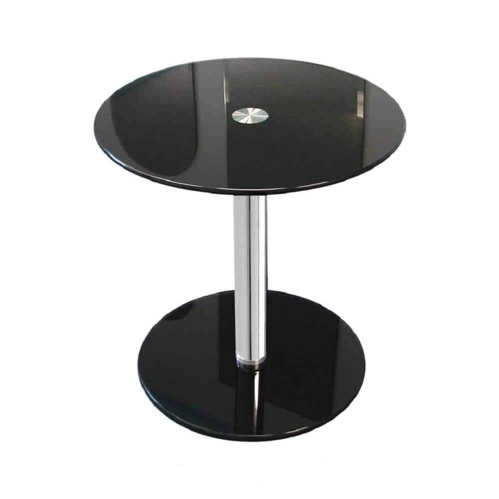 17-1/2 in. Black Round Modern Glass Side Table with 17-3/4 in. H by Fab Glass and Mirror 1 17-1/2 in. Black Round Modern Glass Side Table with 17-3/4 in. H by Fab Glass and Mirror