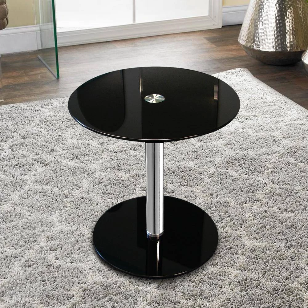 17-1/2 in. Black Round Modern Glass Side Table with 17-3/4 in. H by Fab Glass and Mirror 4 17-1/2 in. Black Round Modern Glass Side Table with 17-3/4 in. H by Fab Glass and Mirror - Image 4