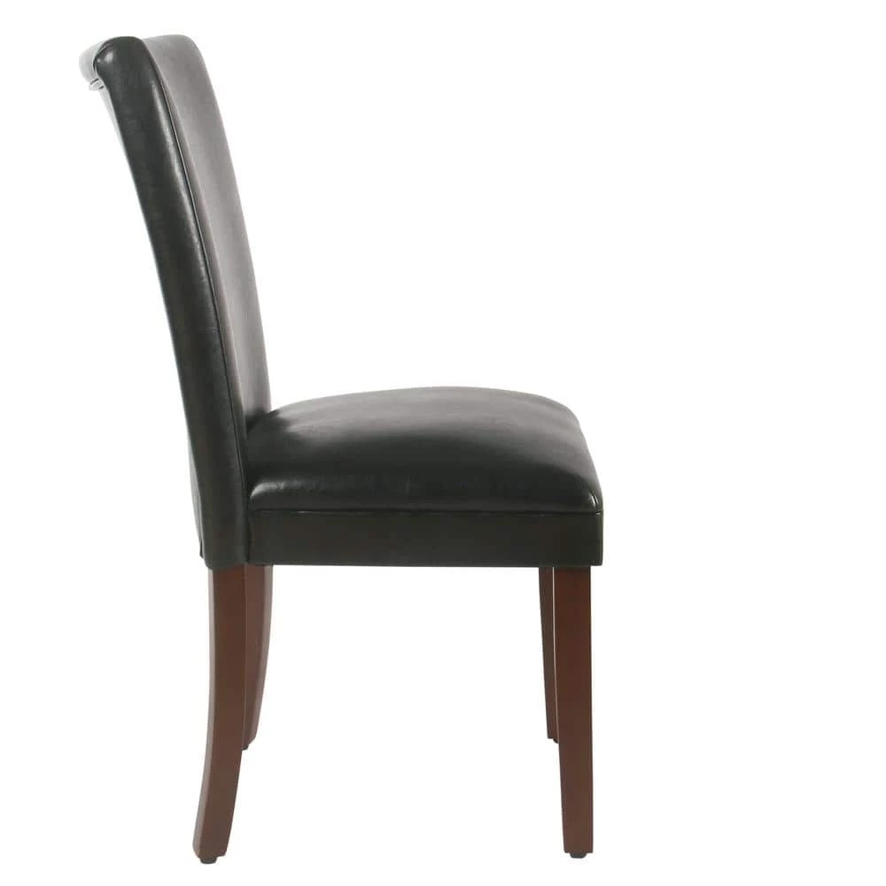 Parsons Black Faux Leather Upholstered Dining Chair (Set of 2) by Homepop 5 Parsons Black Faux Leather Upholstered Dining Chair (Set of 2) by Homepop - Image 5