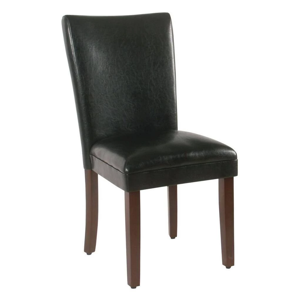 Parsons Black Faux Leather Upholstered Dining Chair (Set of 2) by Homepop 7 Parsons Black Faux Leather Upholstered Dining Chair (Set of 2) by Homepop - Image 7