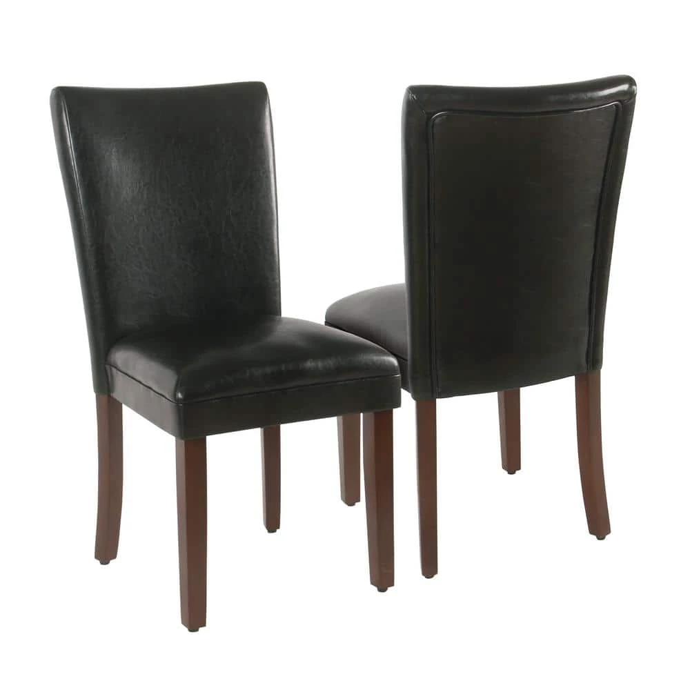 Parsons Black Faux Leather Upholstered Dining Chair (Set of 2) by Homepop 1 Parsons Black Faux Leather Upholstered Dining Chair (Set of 2) by Homepop