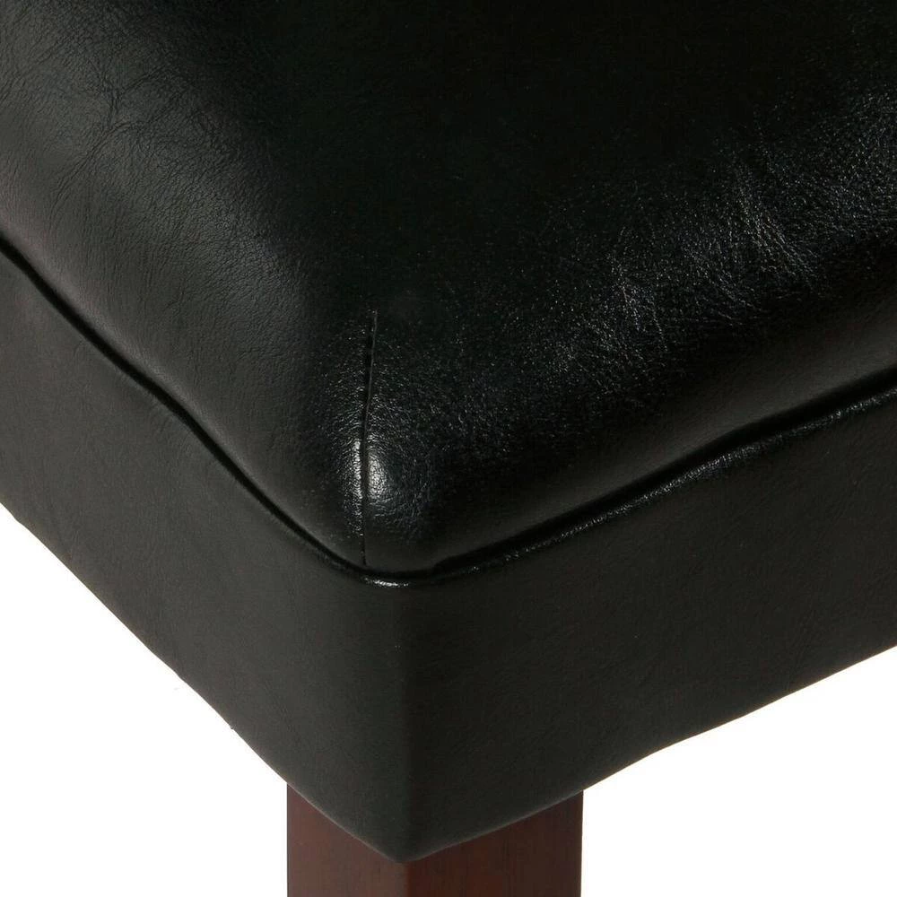 Parsons Black Faux Leather Upholstered Dining Chair (Set of 2) by Homepop 3 Parsons Black Faux Leather Upholstered Dining Chair (Set of 2) by Homepop - Image 3