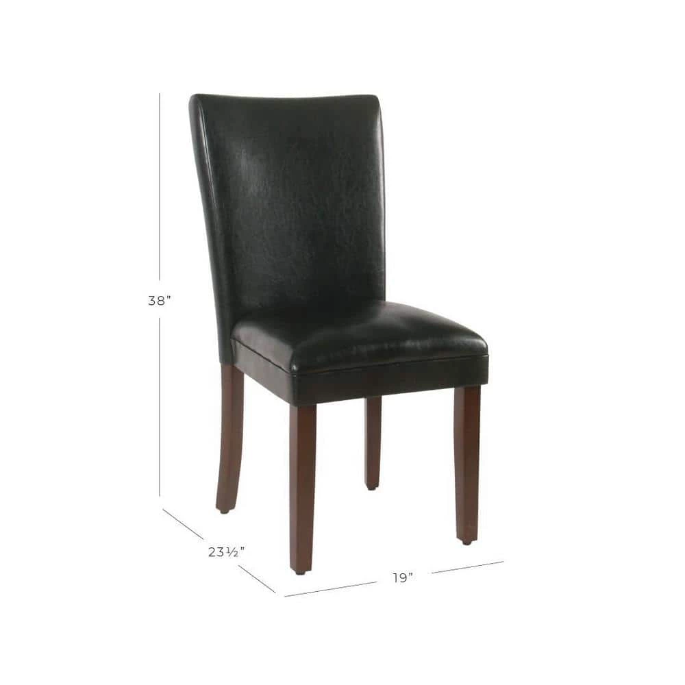 Parsons Black Faux Leather Upholstered Dining Chair (Set of 2) by Homepop 2 Parsons Black Faux Leather Upholstered Dining Chair (Set of 2) by Homepop - Image 2