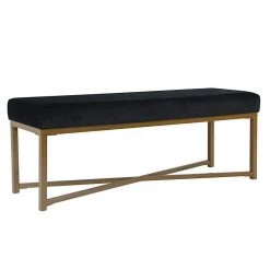 Velvet Black Rectangle Bench by Homepop