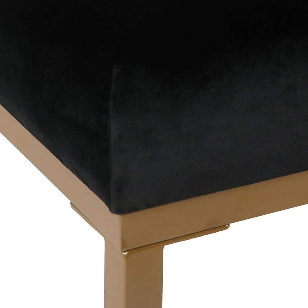 Velvet Black Rectangle Bench by Homepop 2 Velvet Black Rectangle Bench by Homepop - Image 2