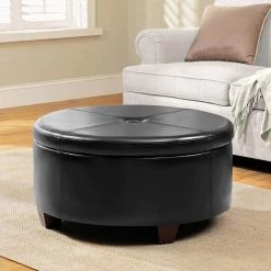 Winston Large Round Button-Top Storage Ottoman by Homepop 15 Winston Large Round Button-Top Storage Ottoman by Homepop -Homepop Sales black homepop ottomans k5508 e676 31 1000