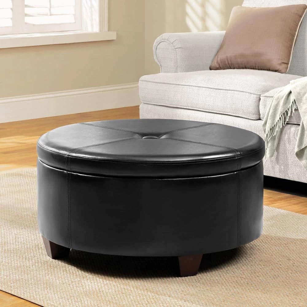 Winston Large Round Button-Top Storage Ottoman by Homepop 8 Winston Large Round Button-Top Storage Ottoman by Homepop - Image 8