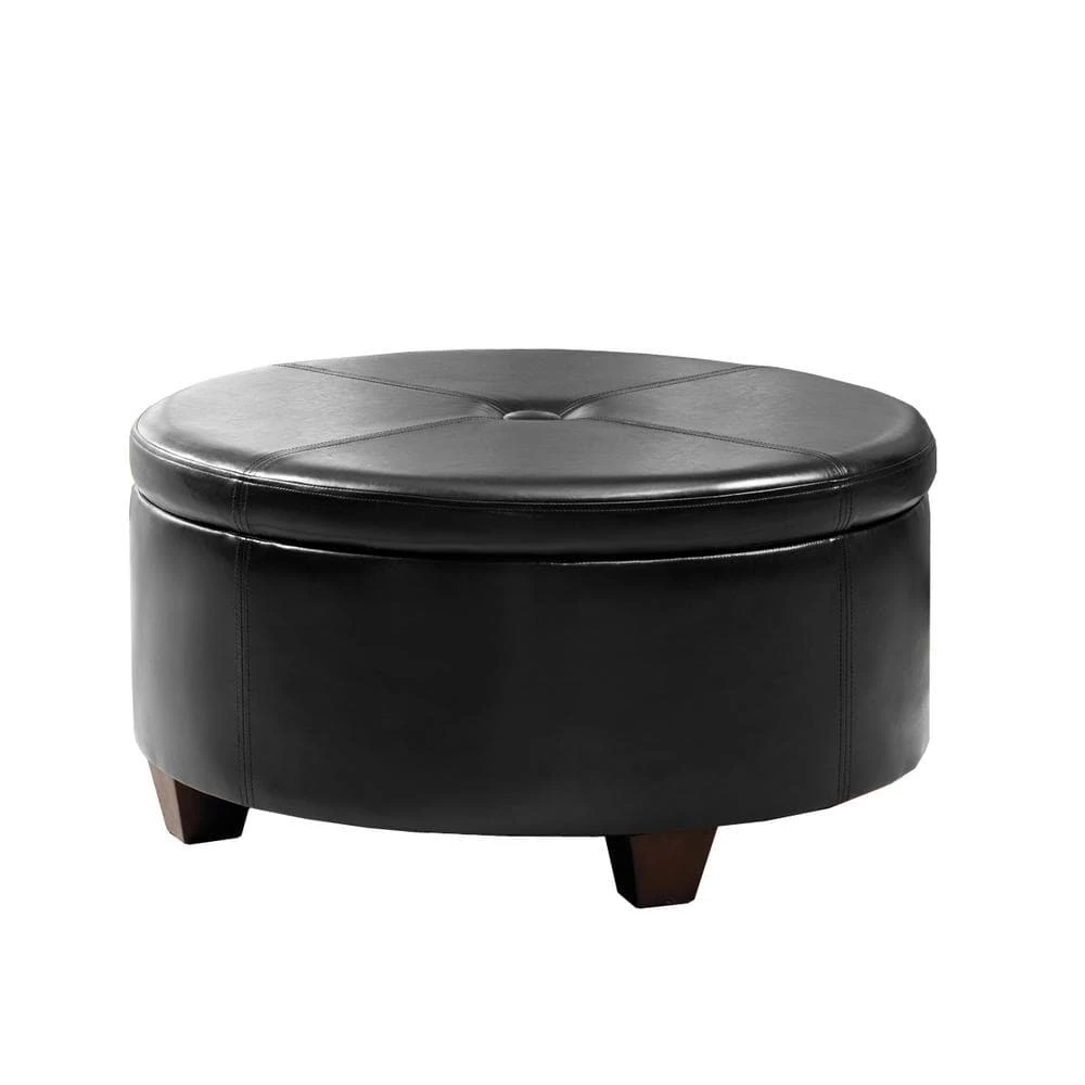 Winston Large Round Button-Top Storage Ottoman by Homepop 1 Winston Large Round Button-Top Storage Ottoman by Homepop