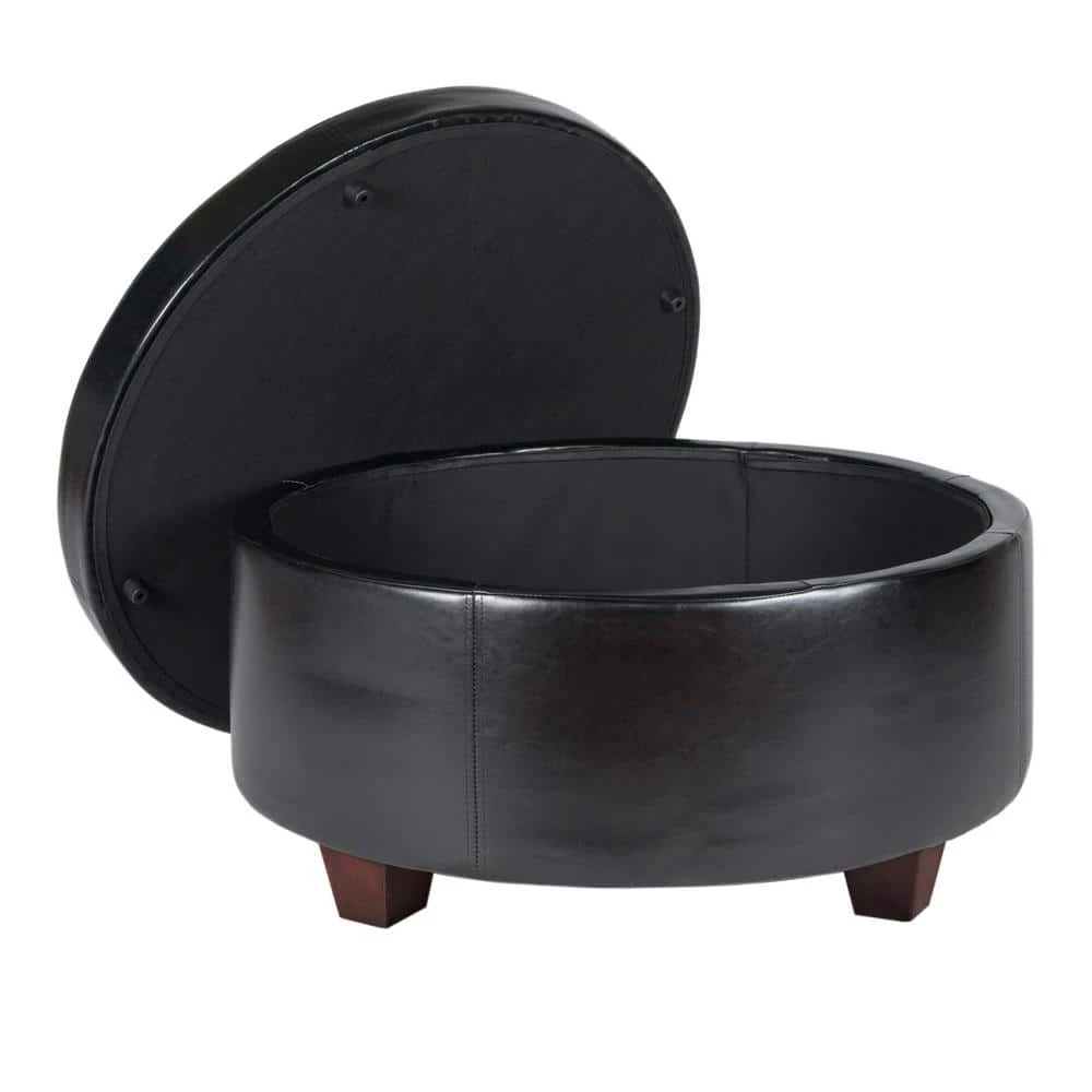 Winston Large Round Button-Top Storage Ottoman by Homepop 5 Winston Large Round Button-Top Storage Ottoman by Homepop - Image 5