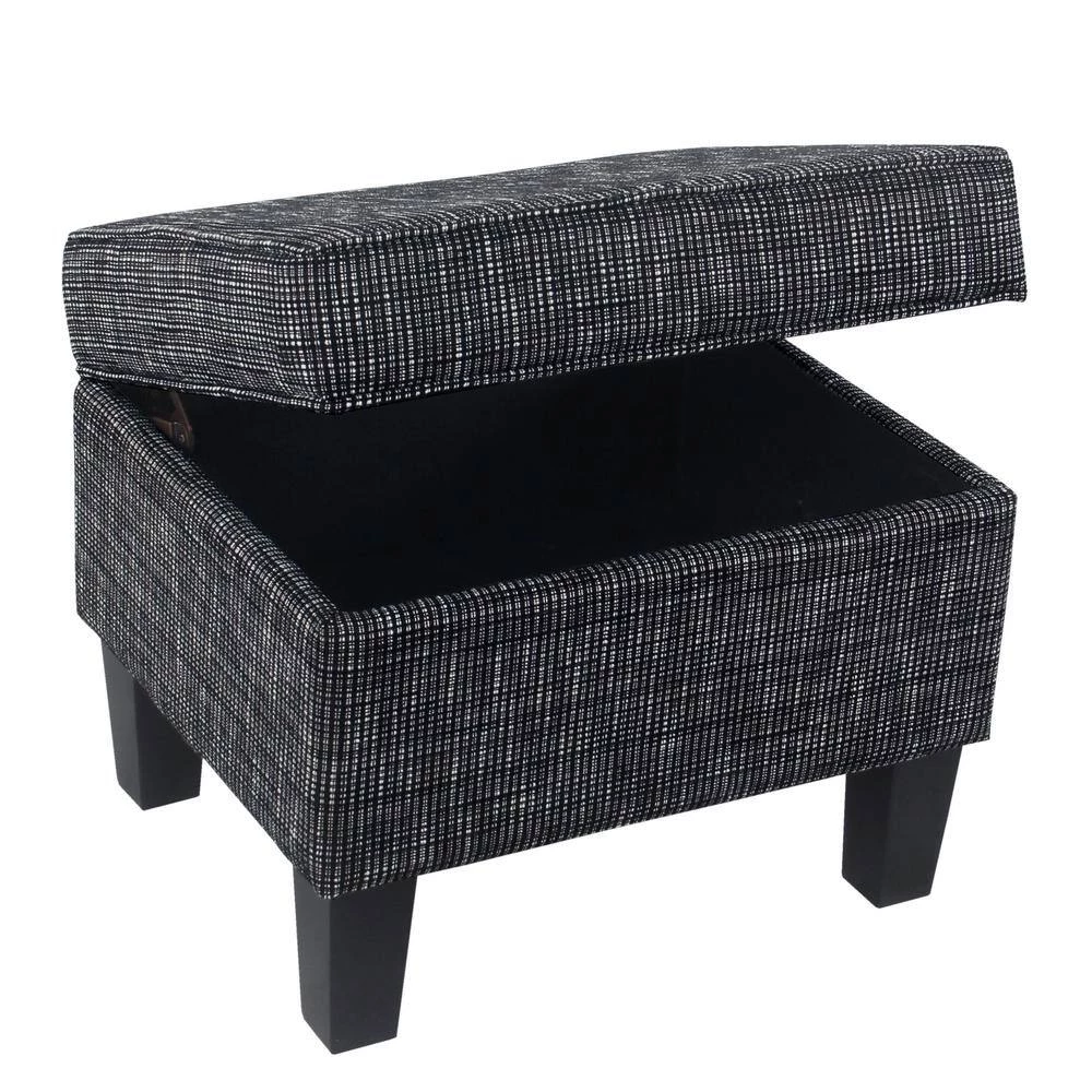 Black Woven with Lift-Off Top Storage Ottoman by Homepop 6 Black Woven with Lift-Off Top Storage Ottoman by Homepop - Image 6