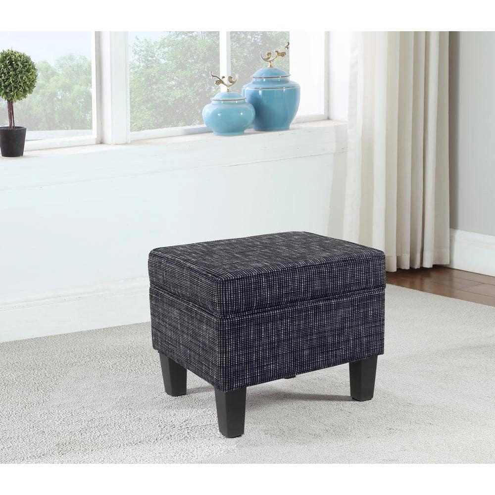 Black Woven with Lift-Off Top Storage Ottoman by Homepop 10 Black Woven with Lift-Off Top Storage Ottoman by Homepop - Image 10