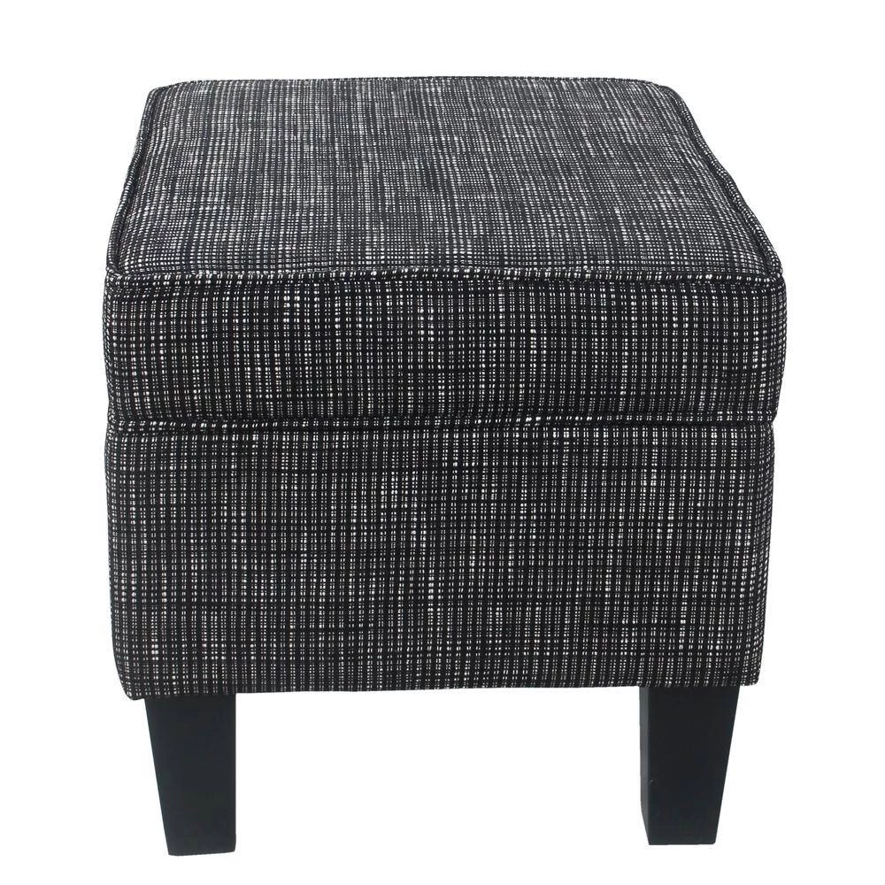 Black Woven with Lift-Off Top Storage Ottoman by Homepop 5 Black Woven with Lift-Off Top Storage Ottoman by Homepop - Image 5