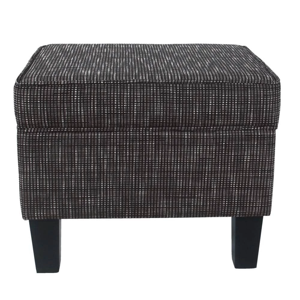 Black Woven with Lift-Off Top Storage Ottoman by Homepop 1 Black Woven with Lift-Off Top Storage Ottoman by Homepop
