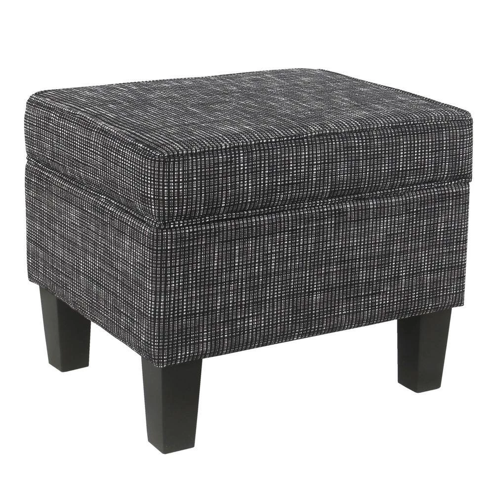 Black Woven with Lift-Off Top Storage Ottoman by Homepop 4 Black Woven with Lift-Off Top Storage Ottoman by Homepop - Image 4