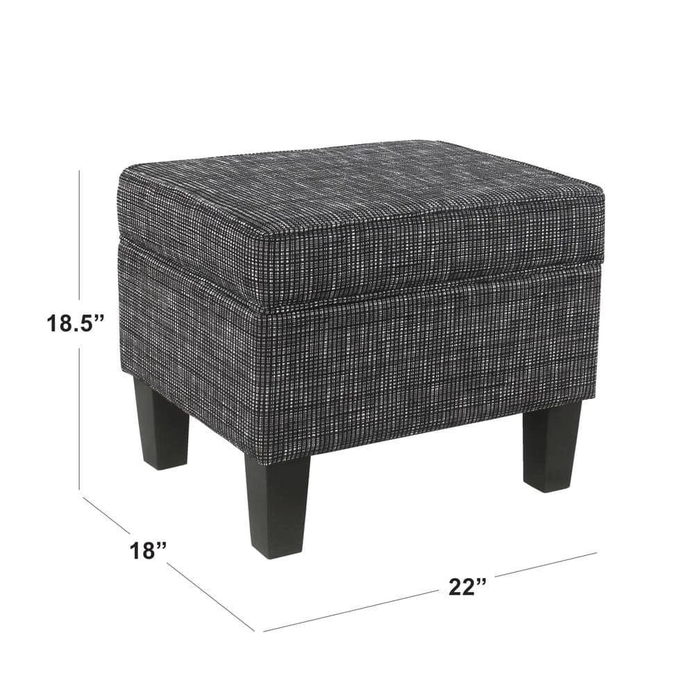 Black Woven with Lift-Off Top Storage Ottoman by Homepop 2 Black Woven with Lift-Off Top Storage Ottoman by Homepop - Image 2