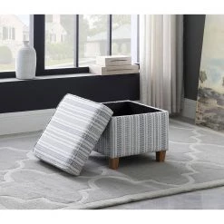 Square Blue Stripe Ottoman with Lift-Off by Homepop 19 Square Blue Stripe Ottoman with Lift-Off by Homepop -Homepop Sales blue and white stripe homepop ottomans k7342 f2359 31 1000