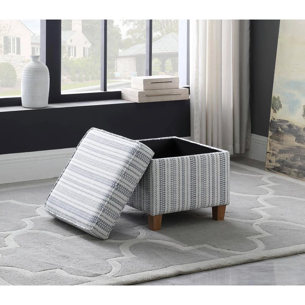 Square Blue Stripe Ottoman with Lift-Off by Homepop 10 Square Blue Stripe Ottoman with Lift-Off by Homepop - Image 10