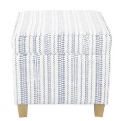 Square Blue Stripe Ottoman with Lift-Off by Homepop