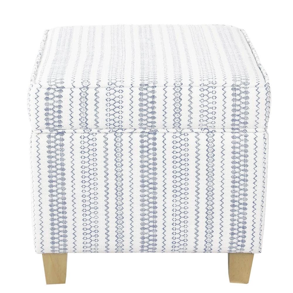 Square Blue Stripe Ottoman with Lift-Off by Homepop 1 Square Blue Stripe Ottoman with Lift-Off by Homepop