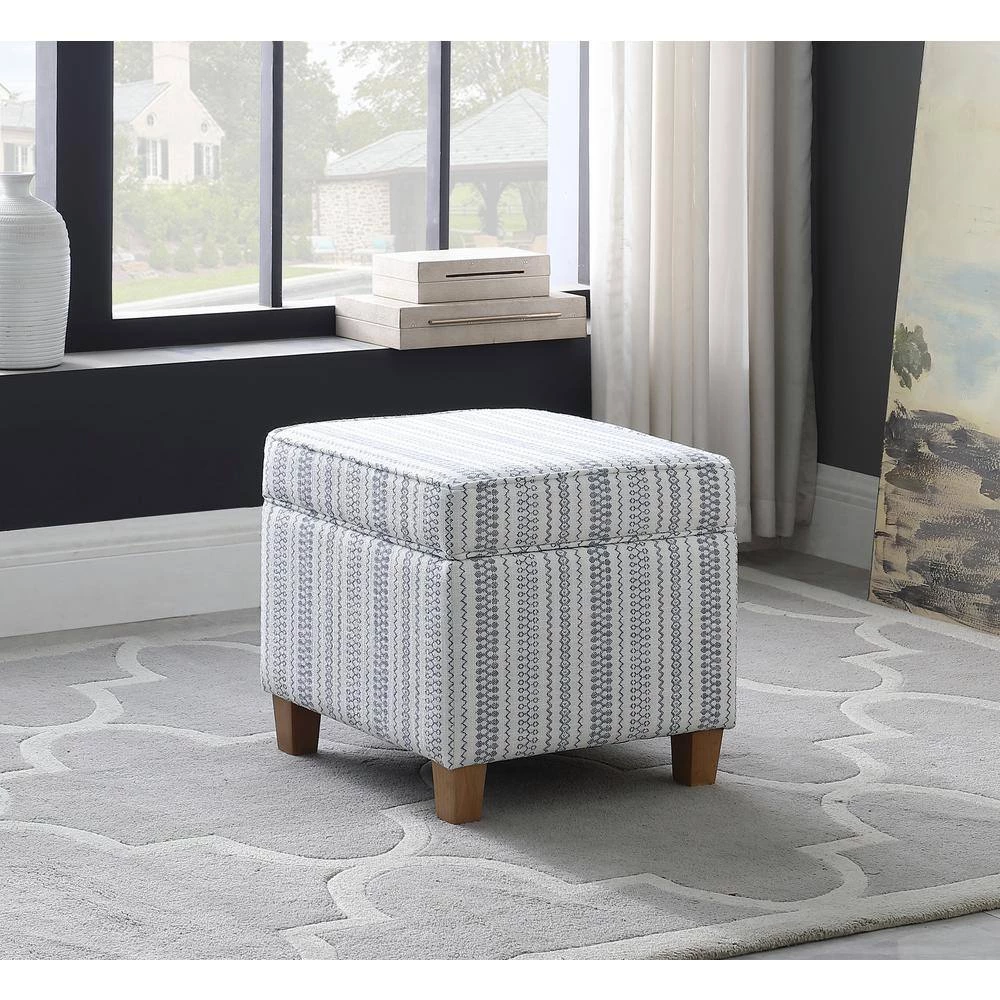 Square Blue Stripe Ottoman with Lift-Off by Homepop 9 Square Blue Stripe Ottoman with Lift-Off by Homepop - Image 9