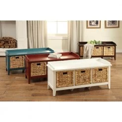 19 in. H x 16 in. W x 43 in. D Blue Wooden Bench with Storage by Aoibox 12 19 in. H x 16 in. W x 43 in. D Blue Wooden Bench with Storage by Aoibox -Homepop Sales blue aoibox dining benches snmx262 4f 1000