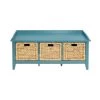 19 in. H x 16 in. W x 43 in. D Blue Wooden Bench with Storage by Aoibox