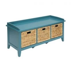 19 in. H x 16 in. W x 43 in. D Blue Wooden Bench with Storage by Aoibox 11 19 in. H x 16 in. W x 43 in. D Blue Wooden Bench with Storage by Aoibox -Homepop Sales blue aoibox dining benches snmx262 c3 1000