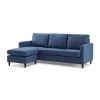 82.6 in. W Blue Arm 2-Piece Linen L-shape Reversible Sectional Sofa with Handy Side Pocket in Black Family by Aoibox