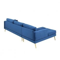 55"W Blue Straight Arm 2-Piece Elegant Velvet L-Shape Upholstered Modern Sectional Sofa with Two Pillows in Gold Family by Aoibox 23 55"W Blue Straight Arm 2-Piece Elegant Velvet L-Shape Upholstered Modern Sectional Sofa with Two Pillows in Gold Family by Aoibox -Homepop Sales blue aoibox sectional sofas snmx359 76 1000