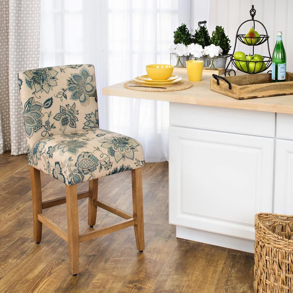 Lexie 24 in. Natural Blue Bar Stool by Homepop 5 Lexie 24 in. Natural Blue Bar Stool by Homepop - Image 5