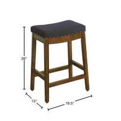 Blake 26 in. Blue Linen Blend with Nailheads Backless Wood Counter Height Barstool by Homepop 6 Blake 26 in. Blue Linen Blend with Nailheads Backless Wood Counter Height Barstool by Homepop -Homepop Sales blue linen blend homepop bar stools k7446 f2176 40 1000