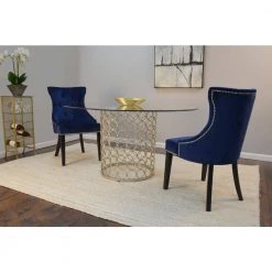 Julia Blue Velvet Upholstered Tufted Back Nail Head Chair (Set of 2) by Carolina Cottage 9 Julia Blue Velvet Upholstered Tufted Back Nail Head Chair (Set of 2) by Carolina Cottage -Homepop Sales blue velvet carolina cottage dining chairs 2123 espblu 31 1000