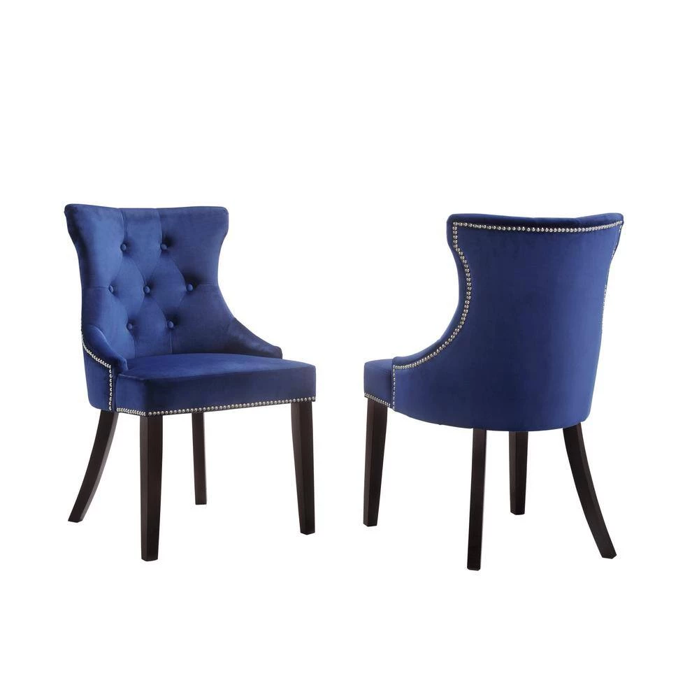 Julia Blue Velvet Upholstered Tufted Back Nail Head Chair (Set of 2) by Carolina Cottage 2 Julia Blue Velvet Upholstered Tufted Back Nail Head Chair (Set of 2) by Carolina Cottage - Image 2