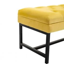 18.11 in. H x 44.09 in. W x 17.52 in. L Bright Yellow Velvet Metal Frame Bench with Storage and Cushioned Seat by Aoibox 10 18.11 in. H x 44.09 in. W x 17.52 in. L Bright Yellow Velvet Metal Frame Bench with Storage and Cushioned Seat by Aoibox -Homepop Sales bright yellow aoibox bedroom benches snmx480 4f 1000
