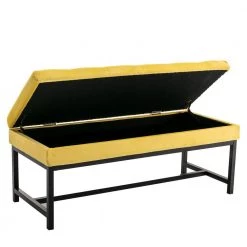18.11 in. H x 44.09 in. W x 17.52 in. L Bright Yellow Velvet Metal Frame Bench with Storage and Cushioned Seat by Aoibox 8 18.11 in. H x 44.09 in. W x 17.52 in. L Bright Yellow Velvet Metal Frame Bench with Storage and Cushioned Seat by Aoibox -Homepop Sales bright yellow aoibox bedroom benches snmx480 77 1000