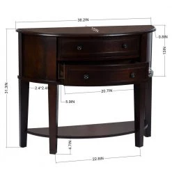 38.2 in. Wood Semicircle Console Table in Brown with Drawer Storage, Living Room Table with Solid Wood Frame by Aoibox 17 38.2 in. Wood Semicircle Console Table in Brown with Drawer Storage, Living Room Table with Solid Wood Frame by Aoibox -Homepop Sales brown aoibox console tables snmx2735 1f 1000