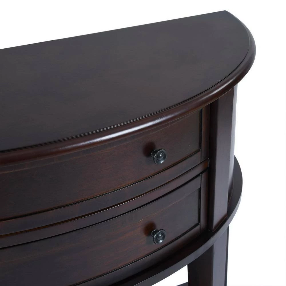 38.2 in. Wood Semicircle Console Table in Brown with Drawer Storage, Living Room Table with Solid Wood Frame by Aoibox 8 38.2 in. Wood Semicircle Console Table in Brown with Drawer Storage, Living Room Table with Solid Wood Frame by Aoibox - Image 8