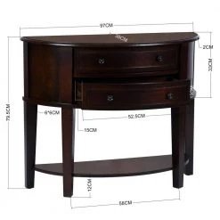 38.2 in. Wood Semicircle Console Table in Brown with Drawer Storage, Living Room Table with Solid Wood Frame by Aoibox 16 38.2 in. Wood Semicircle Console Table in Brown with Drawer Storage, Living Room Table with Solid Wood Frame by Aoibox -Homepop Sales brown aoibox console tables snmx2735 4f 1000