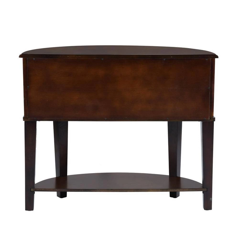 38.2 in. Wood Semicircle Console Table in Brown with Drawer Storage, Living Room Table with Solid Wood Frame by Aoibox 4 38.2 in. Wood Semicircle Console Table in Brown with Drawer Storage, Living Room Table with Solid Wood Frame by Aoibox - Image 4