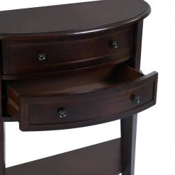 38.2 in. Wood Semicircle Console Table in Brown with Drawer Storage, Living Room Table with Solid Wood Frame by Aoibox 20 38.2 in. Wood Semicircle Console Table in Brown with Drawer Storage, Living Room Table with Solid Wood Frame by Aoibox -Homepop Sales brown aoibox console tables snmx2735 76 1000